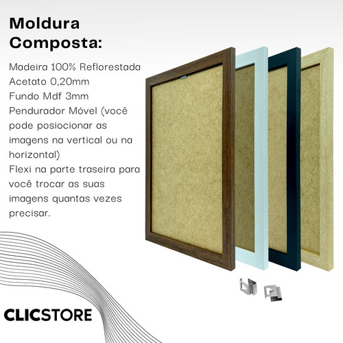 Moldura 60x84 A1 Acetato Certificados Fundo Mdf Decorativo Cor Tabaco