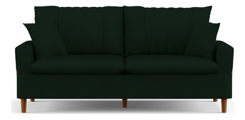 Sofá 3 Lugares 180cm Com Almofadas Veras Suede Verde Musgo Cor Verde-escuro Desenho Do Tecido Liso