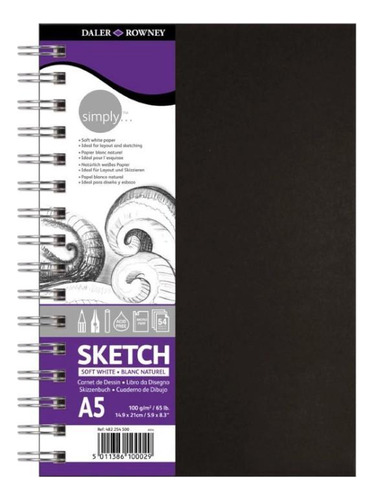 Caderno Sketchbook Daler Rowney Simply 100g A5 54fls Espiral