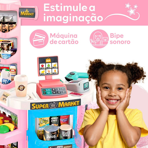 Mercadinho Infantil Caixa Registradora E Carrinho Brinquedo