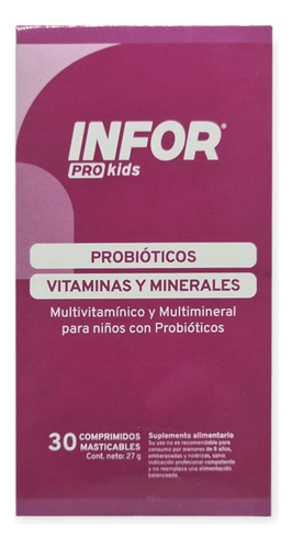 Pro Kids Probioticos Vitaminas Y Minerales 30 Comp Ms- Infor