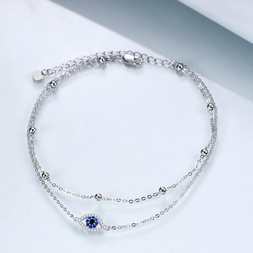 Tobilleras Poplyke De Plata De Ley 925 Con Diseño De Mal De
