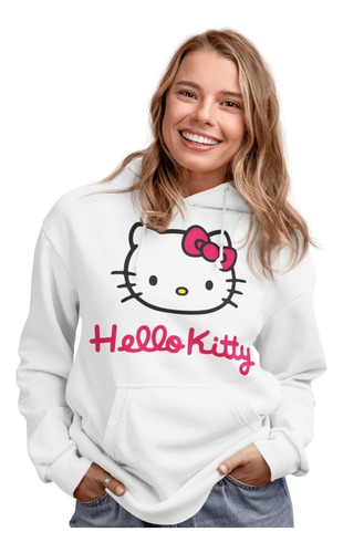 Poleron Hello Kitty Sanrio Dama Canguro Algodon Estampado