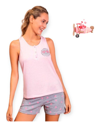 Pijama Maternal Mujer Corto Con Botones Amamantar