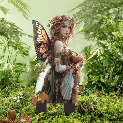 Estaca De Jardín Con Escena De Hadas Plana 2d, Estaca Para