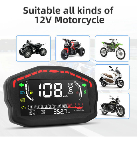 Velocímetro Digital Universal Para Motocicletas Y Tacómetro