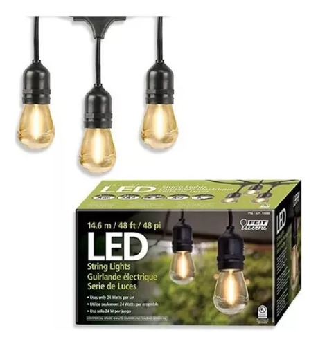 Serie Extensión De Luces Led 24 Focos Vintage 14.6m Int/ext