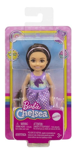 Imagem 5 de 5 de Boneca Barbie Chelsea Morena Saia Lilás Mattel Ms