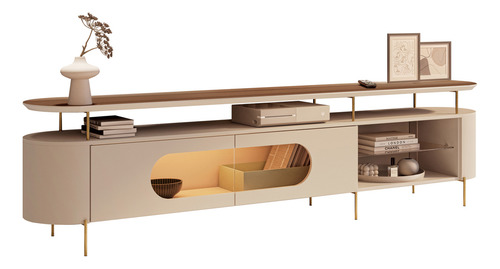 Rack Lyam Decor Sâmia Para Tv Até 85 Off White/castanho De Mdf