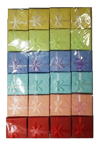 Imagen 3 de 4 de Pack 24 Cajas Carton Joyas Anillos Aros 4x4cm Regalo