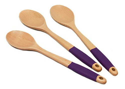 Chef Craft Premium Cuchara De Madera Set, 3 Piezas, Púrpura.