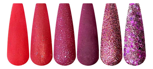 Gama 6 Acrílicos, A , Uñas Esculturales Fantasy Nails Color Vino