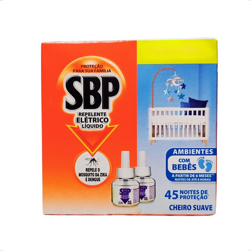 2 Unid. Refil Repelente Elétrico Líquido Sbp 32,9ml Suave