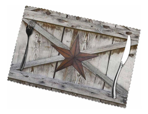 Ern Texas On Rustic Old Barn Juego De 6 Manteles Ind...