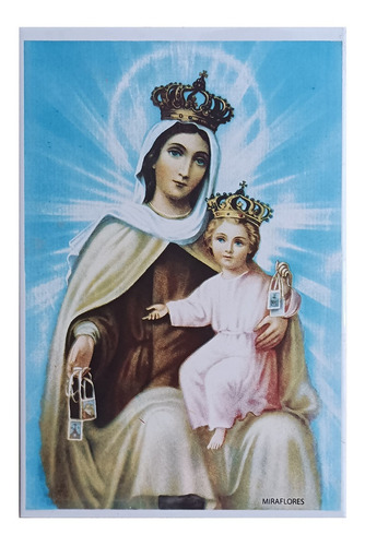 Virgen Del Carmen Imagen 20x30 Cm En Azulejo Decorado