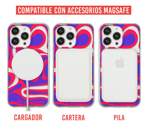Funda Para iPhone Magsafe Tu Nombre Para Mujer Curvas Rojas