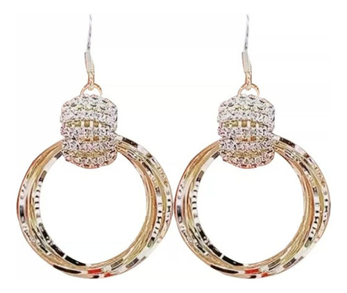 Pendientes Dorados Con Forma De Círculo Grande Y Diamantes D