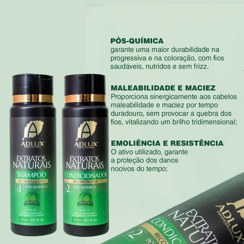Shampoo E Condicionador Pós Química + Leave Adlux 700ml Kit