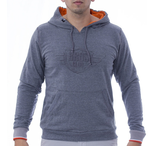 Sudadera Bros Club Logo Vulcanizado Gris Moto Casual