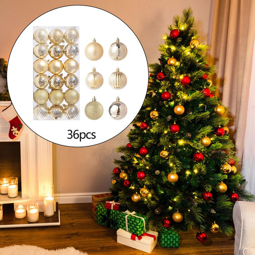 36 Bolas De Navidad, Adornos Para Árboles De 4cm Oro