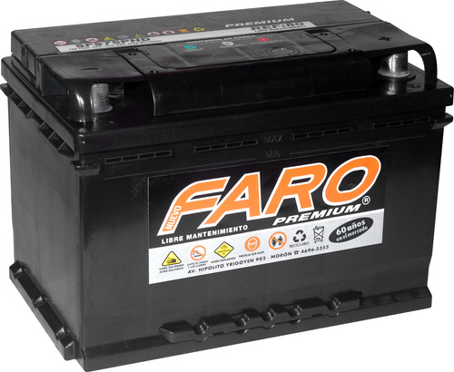 Batería Automotriz Faro 12x75 Alta Importada Derecho