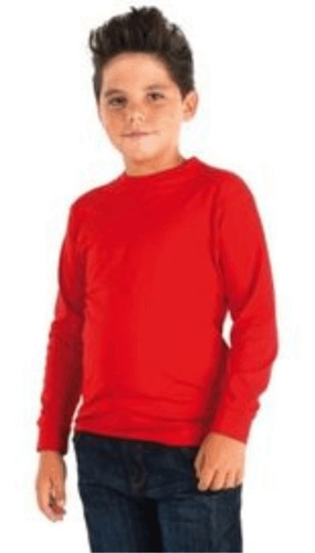 Imagen 1 de 2 de Playera Roja Manga Larga Para Niño De 2 A 12 Años