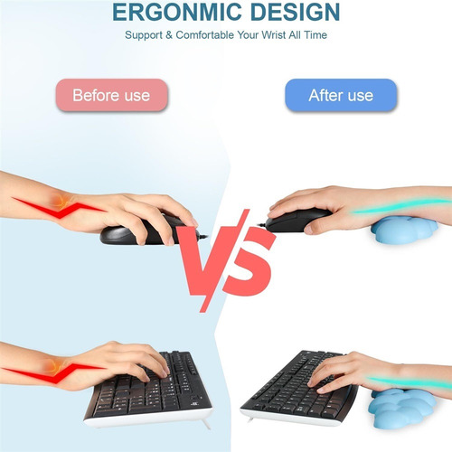 J Keyboard Cloud Wrist Rest 2pcs, Soporte Alfombrilla Ratón