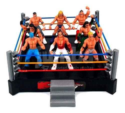 Imagen 2 de 8 de Mini Combate Wrestling Ring 8 Luchadores King Super Power