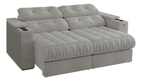 Sofá 230cm Com Porta Copos Retrátil E Reclinável Acwt