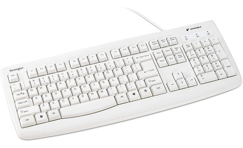 Teclado Lavable Con Cable Usb | Blanco / Kensington Pro Fit