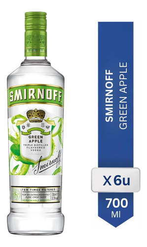 Vodka Smirnoff Green Apple Saborizado Manzana Verde Pack X6