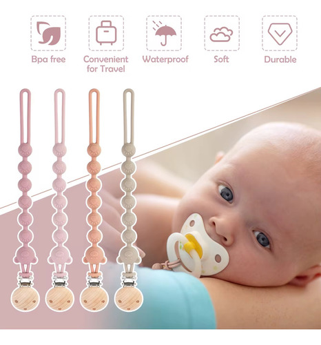Porta Chupete De Bebe De Silicona Crudo