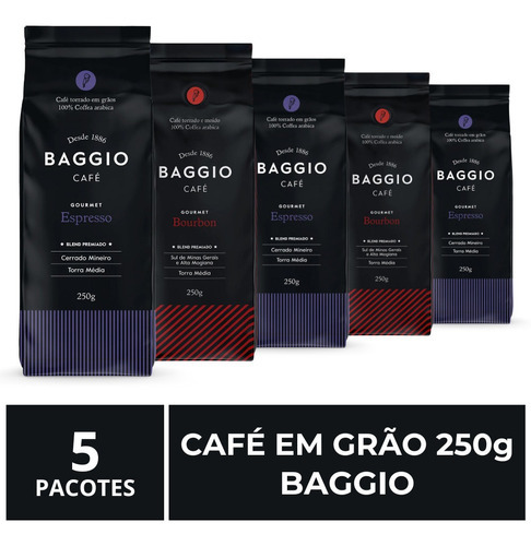 Café Em Grão, Baggio, 5 Pacotes De 250g