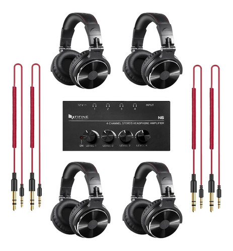 Combo Fifine N6 Amplificador De Auriculares + 4 Auriculares