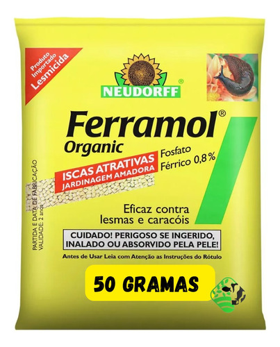 Lesmicida Orgânico Ferramol Neudorff Caracóis Caramujos 50g