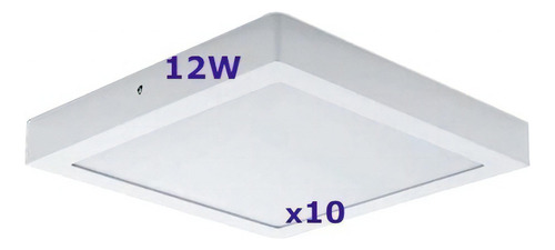 Panel Plafon Led 12w Aplicar Cuadrado Pack X 10 U Color Blanco Color de la luz Neutro