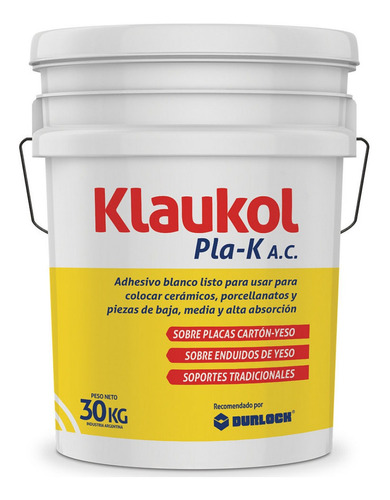 Klaukol Pla-k 30kg Pegamento En Pasta Sobre Durlock