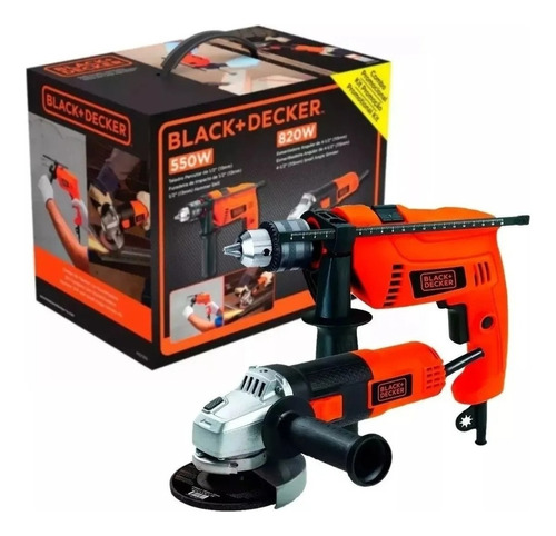 Taladro 13mm 550w + Amoladora 115mm 820w Black Decker