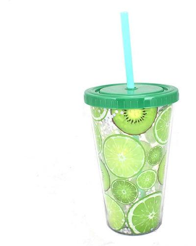 Vaso De Plastico 450 Ml Con Tapa Y Popote Varios Colores  