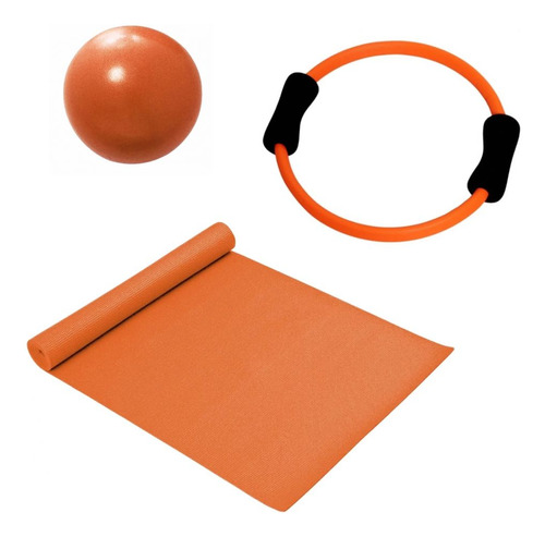 Kit Pilates Overball 25cm + Arco Anel Flexível + Colchonete