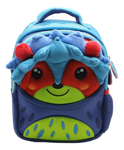 Mochila Espalda Animalito Para Jardín 11'' Fl210 Funny Land Color Azul Diseño de la tela Liso