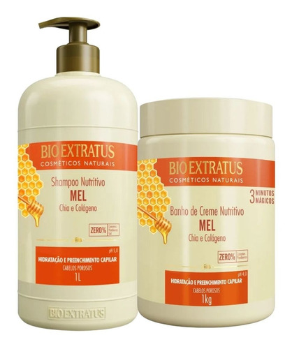 Kit Shampoo E Banho De Creme 1kg Mel Nutritivo Bio Extratus