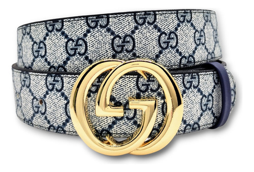 Cinturon Gg Moda Unisex Marmont Azul Diseño De La Tela Hebilla G-n Oro Talla M