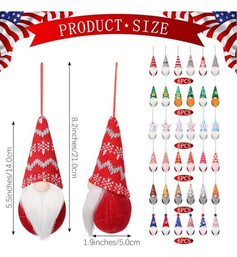 36 Piezas De Gnomo Colgante Navideño 4 De Julio, Gnomo Patri