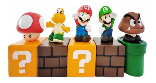 5 Pcs Of Mario Cake Topper, Mario Party Supplies, Kids Birth