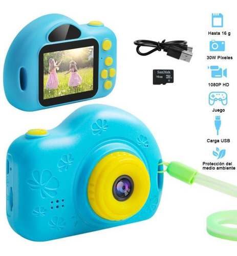 Cámara Para Niños, Azul Cámara De Video Digital Para Niños