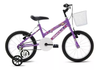 Bicicleta infantil BKL Bikes Lady Girl aro 16 freios v-brakes cor violeta com rodas de treinamento