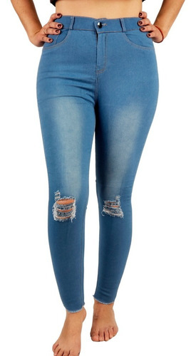 Leggins Tela Jeans Pantalon Elasticado Calza Lindo Calce. 48