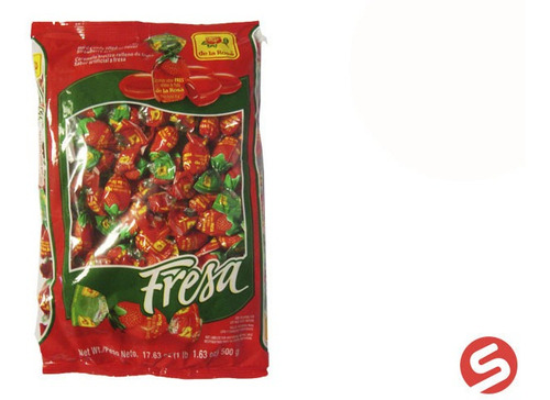 Caramelo Relleno Sabor Fresa 100pz De La Rosa Dulce Fruta