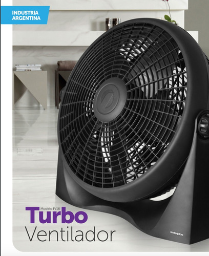 Ventilador de pared y de piso Indelplas IV16 turbo negro con 5 palas, 16" de diámetro 220 V